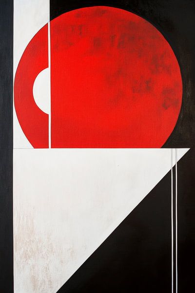 Geometric harmony in red and black by Poster Art Shop