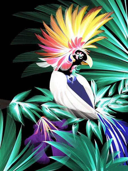 Parrot bird in jungle by Heidemarie Andrea Sattler