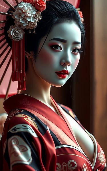 Portret Japanse Geisha van Egon Zitter