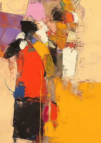 Frau in Rot | Abstrakte Farbmischung