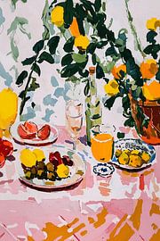 Sommerlicher Frühstückstisch mit Früchten von NJ Midnight Studio