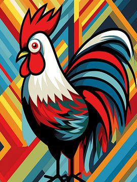 Haan kleurrijk gestileerd pop art grafisch geometrisch van gm_designs