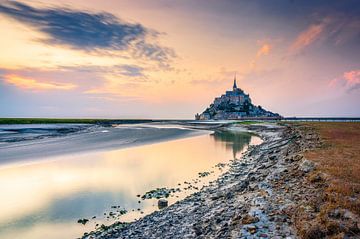 The medieval abbey church Mont Saint-Michel in Normandy, France by Gijs Rijsdijk