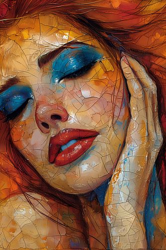 Kleurrijk Abstractie van een Vrouwelijk Gezicht