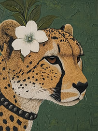Gepard mit weißer Blüte von Movingclouds