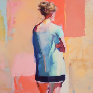 Kleurrijk abstract vrouwenportret van Carla Van Iersel