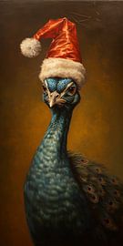 Peacock wearing a Santa hat by Whale & Sons