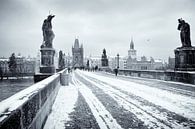 Charles Bridge in Prague in winter by Rene du Chatenier thumbnail