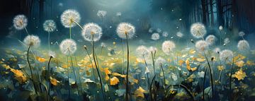 Paardenbloemen bloemenschilderij van Blikvanger Schilderijen