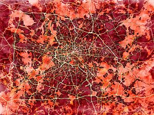 Karte von Berlin metropole im stil 'Amber Autumn'