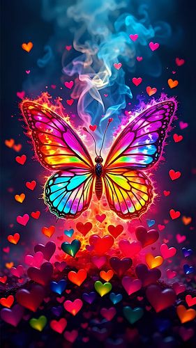 Colour explosion of hearts