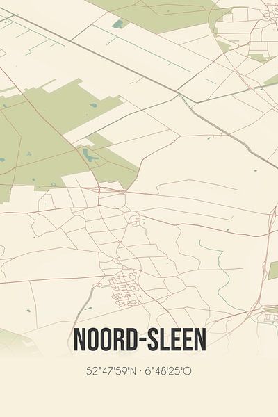 Alte Karte von Noord-Sleen (Drenthe) von Ortsdrucke