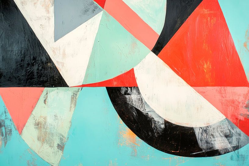 Geometrische Farbenpracht auf Blau von Poster Art Shop