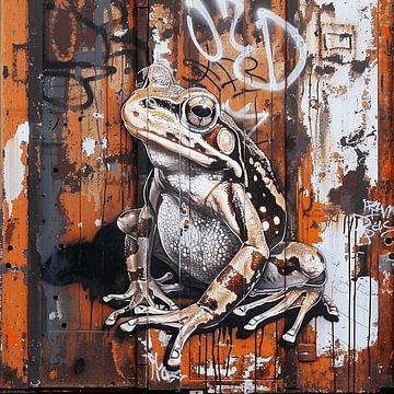 Graffiti kikker kleurrijk roest metaal stedelijk gedetailleerd natuurlijk van gm_designs