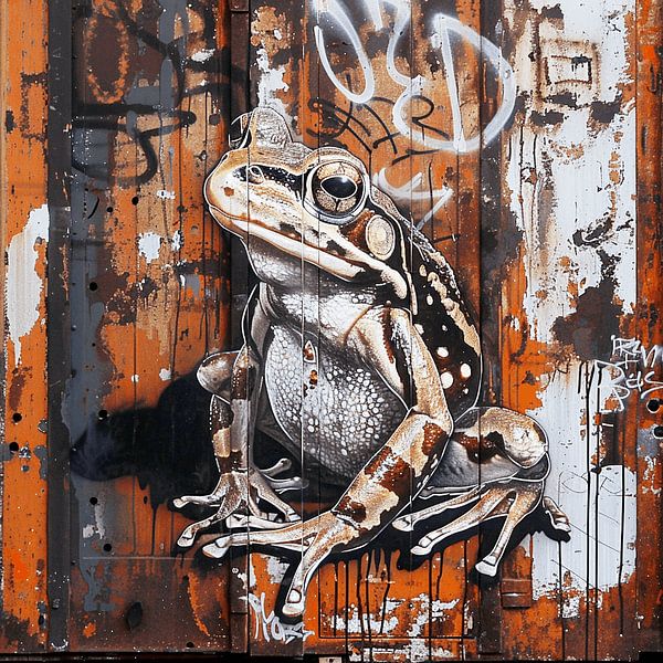 Graffiti frog colourful rust metal urban detailed natural by gm_designs