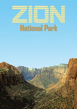 Vintage poster, Zion National Park, Utah, Amerika van Discover Dutch Nature