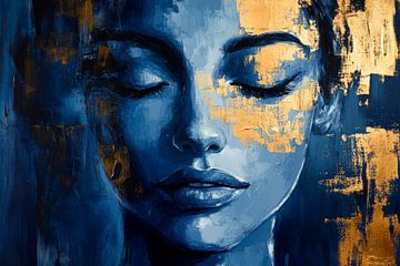 Sleeping beauty in blue gold lustre by Poster Art Shop