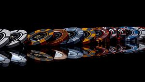 Poker chips in a row panorama