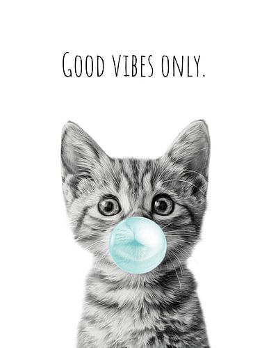Cool Cat - Good Vibes Only - turquoise by Melanie Viola