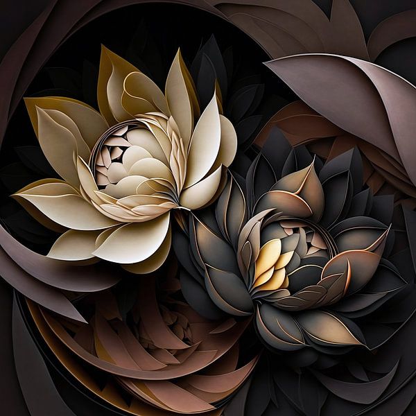Lotus flowers abstract by Jacky