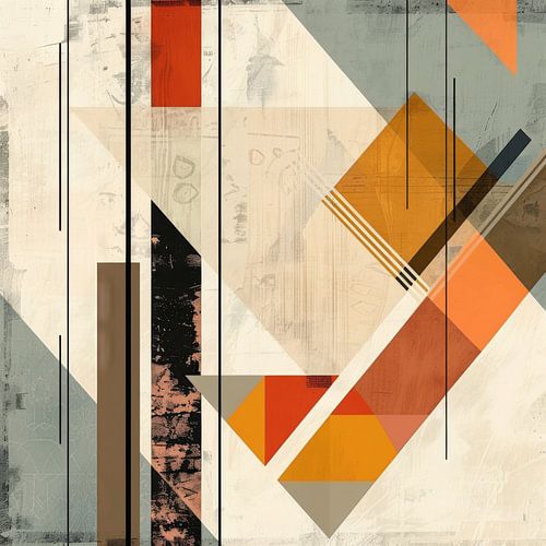 Gestructureerde geometrie - Moderne abstractie in warme tinten