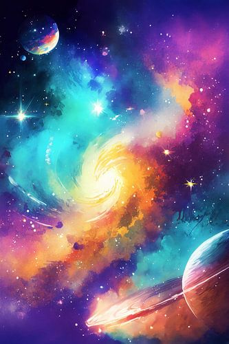 Galaxy in shades of yellow and blue