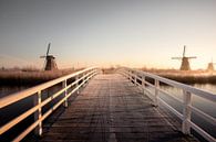 Brücke mit Mühlen bei Kinderdijk im Holland von Claire Droppert Miniaturansicht