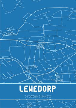 Blauwdruk | Landkaart | Lewedorp (Zeeland) van Rezona