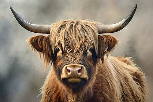 Digital art Scottish highlander portrait earth tones