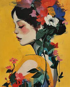 Portrait botanique aux couleurs chaudes sur Carla Van Iersel