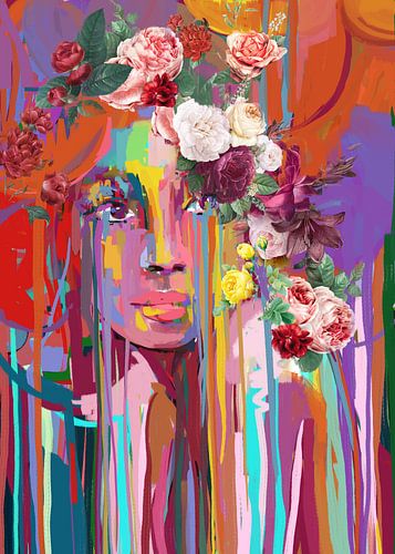 Vrouwenportret met rozen