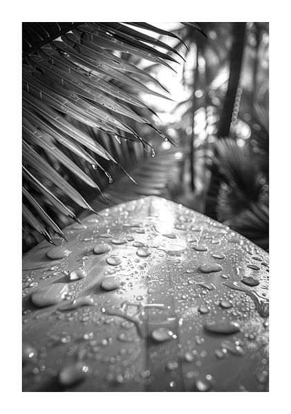 Close-up van een gewaxte surfplank met waterdruppels van Poster Art Shop