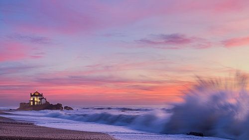 Sunset at Capela do Senhor da Pedra, Vila Nova de Gaia, Portugal by Henk Meijer Photography
