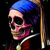 Parodie auf den Totenkopf mit Perlenohrring von MIROKKU