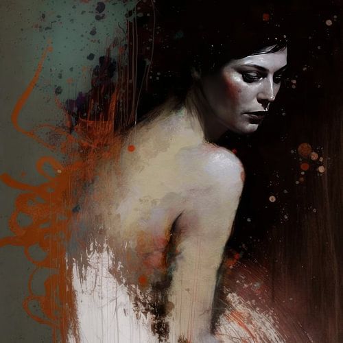 Mixed media portret vintage