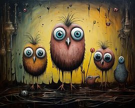 Owls Artwork | Surrealistic Owls by Eye catching paintings