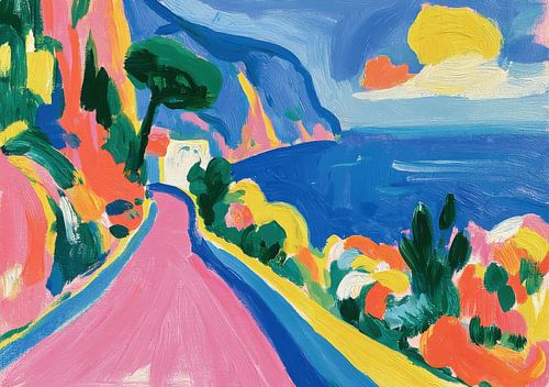 A colourful coastal road by the azure sea by Niklas Maximilian
