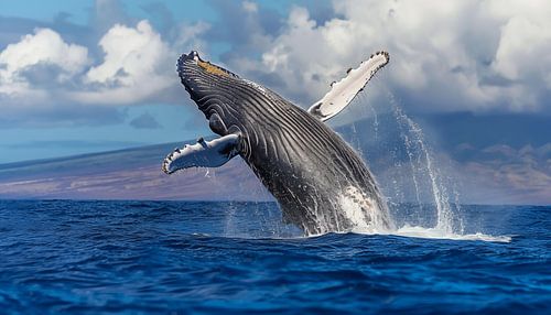 Whale in sea panorama