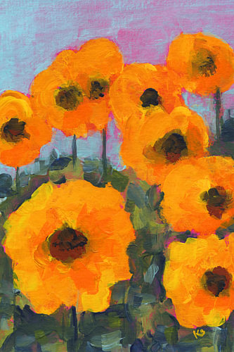 Strahlende Sonnenblumen in voller Blüte Serie Teil eins