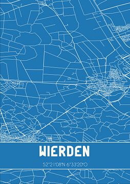 Blauwdruk | Landkaart | Wierden (Overijssel) van MijnStadsPoster