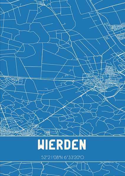Blueprint | Carte | Wierden (Overijssel) par Affiches de lieux