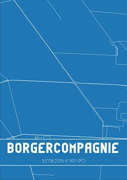 Blauwdruk | Landkaart | Borgercompagnie (Groningen) van MijnStadsPoster