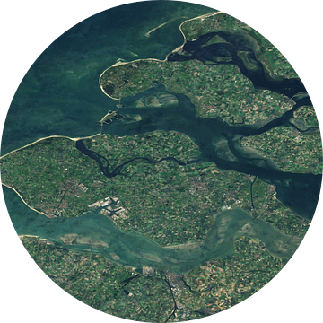 Satellietfoto van Zeeland van Maps Are Art