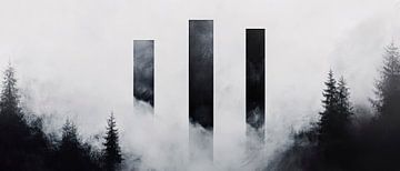 Nebelige Säulen im Wald von Poster Art Shop