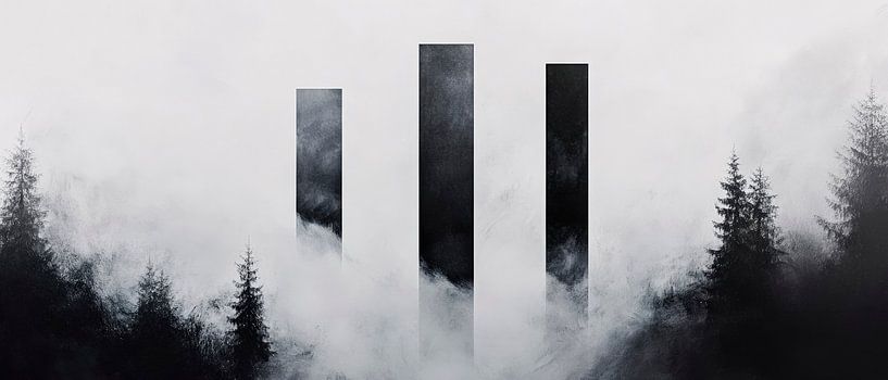 Colonnes brumeuses dans la forêt par Poster Art Shop