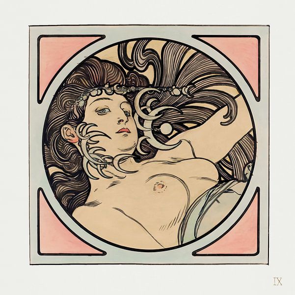 Stained glass window for the façade of the Boutique Fouquet by Alphonse Mucha by Peter Balan