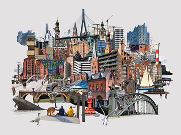 Collages van steden - Hamburg Collage van Stadtcollagen