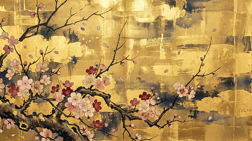 Etherisch Sakura Gold-scherm