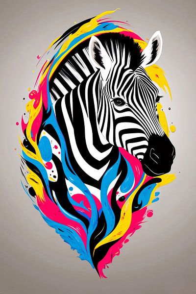 Colourful abstract zebra art by Art & Soul Creations