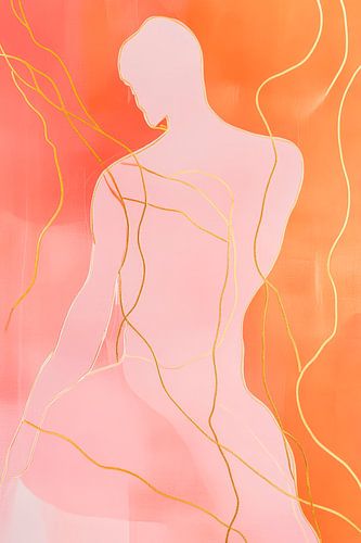 Abstract vrouwenfiguur in warme kleuren
